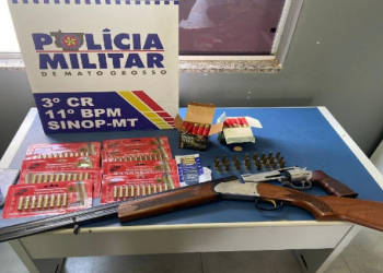 Jovem de 20 anos é preso com espingarda, revólver e 162 munições após ameaçar desafeto