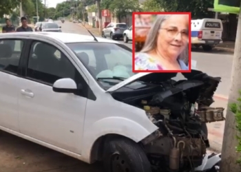 Mulher morre após passar mal e bater o carro em um poste, no bairro Verdão