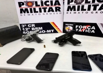 PM prende dupla suspeita por sequestro, homicídio e apreende armas em Sorriso
