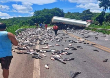 Acidente envolvendo caminhões causa explosão e derramamento de carga na BR-070