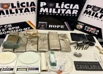 PM intercepta membros de facções criminosas e apreende revólver e tabletes de maconha