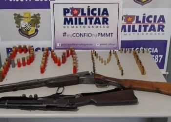 Dupla é presa pela PM com espingardas e munições sem registro em cidade de Mato Grosso