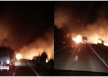 Incêndio as margens da BR-364 na Serra de São Vicente dificulta tráfego de veículo