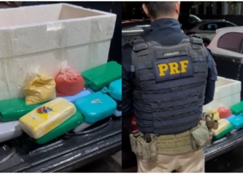Dupla é presa após receber caixa térmica com 13 quilos de drogas