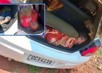 Dois corpos amarrados e com sinais de execução são localizados dentro Onix incendiado