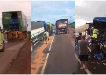 Acidente entre carretas deixa três pessoas feridos na BR-364; veja vídeos