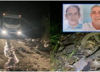 Dois homens morrem durante grave acidente entre caminhão e motocicleta