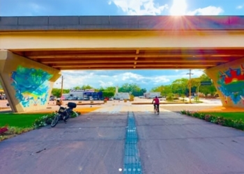 Maior viaduto do Estado ganha intervenção artística nos pilares de sustentação