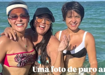 De novo visual, Maiara curte praia com Maraisa, mãe e cunhado: ‘Curtinho’