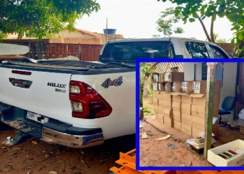 Criminoso é preso com caminhonete furtada, cigarros contrabandeados e drogas
