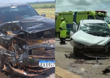 Seis pessoas são socorridas após acidente entre dois carros e caminhão na BR-163