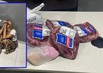 Mulher é presa após furtar picanhas e causar confusão em supermercado de Várzea Grande