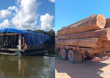 PM fecha balsa de garimpo ilegal, apreende caminhão carregado com madeira e aplica multa de R$ 100 mil