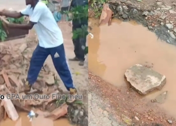 Moradores jogam entulho para tapar buracos e cobram ação da Prefeitura no CPA 1