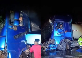 Grave acidente entre carretas interdita BR-364 na Serra de São Vicente; veja vídeo