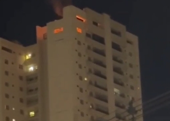 Incêndio em apartamento de cobertura provoca pânico e evacuação de edifício, em Cuiabá