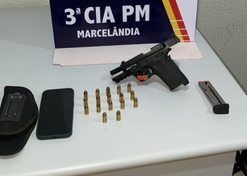 PM prende motorista de caminhonete por porte ilegal de arma de fogo e munições em Marcelândia