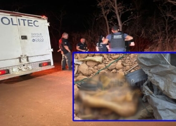 Corpo enrolado em lona é identificado por tornozeleira eletrônica em Sinop