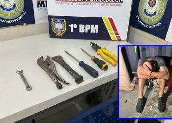 Bandido é preso furtando fiação elétrica de ônibus em Cuiabá