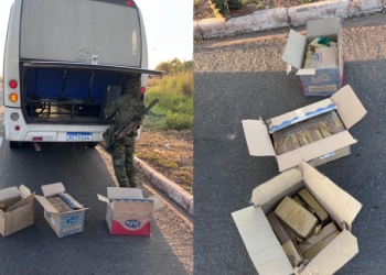 Gefron gera prejuízo de R$ 900 mil ao crime com apreensão de 50 quilos de drogas em ônibus de prefeitura