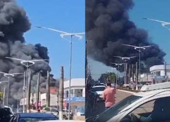 Vídeo mostra explosão durante incêndio em supermercado; fogo começou em painéis solares