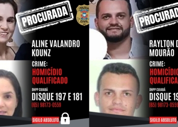 DHPP divulga imagem de casal procurado por matar personal trainer em Várzea Grande
