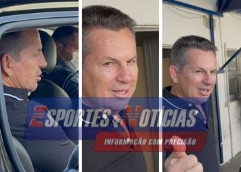 Governador Mauro Mendes saiu da Santa Casa acompanhado da primeira-dama e aliados políticos