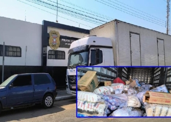 Polícia apreende caminhão com cestas básicas distribuídas por facção criminosa