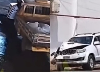 Motorista de caminhonete SW4 causa acidente em posto de combustíveis; veja vídeo
