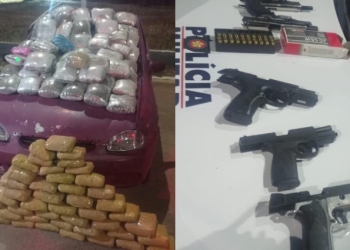 Motorista é preso transportando 100 tabletes de maconha, armas e munições