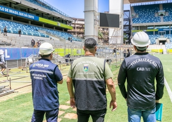Prefeitura, Crea-MT e Conselho de Arquitetura vistoriam montagem de estrutura na Arena Pantanal