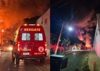 Incêndio de grandes proporções destrói empresa de reciclagem e provoca explosões