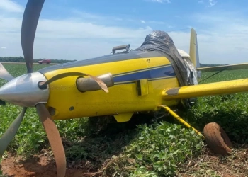 Avião agrícola cai em lavoura e piloto escapa sem ferimentos; veja vídeo