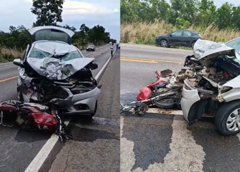 Motociclista morre em colisão frontal com carro na BR-070; veja vídeo