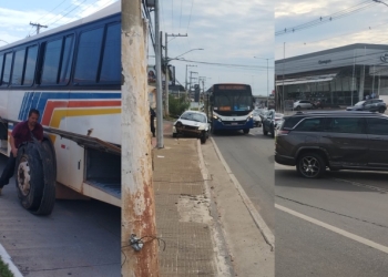 Acidente com ônibus, Ford Ka e Jeep Commander trava trânsito na Avenida da FEB