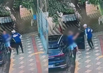 Sistema de segurança registra momento que empresário é assaltado por homem armado no CPA