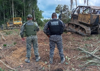 Máquinas utilizadas em extração ilegal de madeiras em zona rural são apreendidas