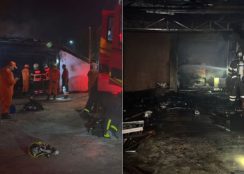 Incêndio destrói borracharia em Cuiabá: veja vídeo