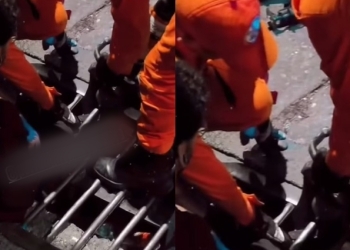 Folião prende a perna em bueiro na Avenida Mato Grosso e é resgatado por bombeiros em Cuiabá