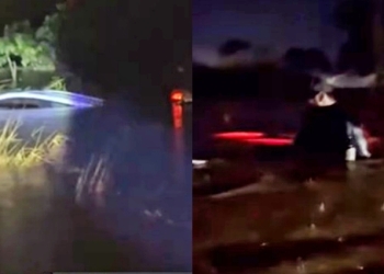 PM de folga salva família e reanima criança após carro ficar submerso em alagamento