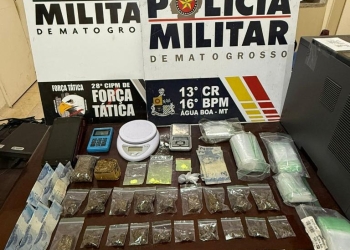 Polícia Militar prende três pessoas com drogas e arma de fogo em Água Boa