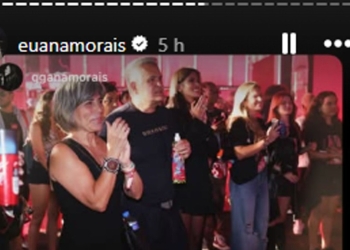 Gloria Pires prestigia show da filha Ana Morais no Lollapalooza ao lado da família