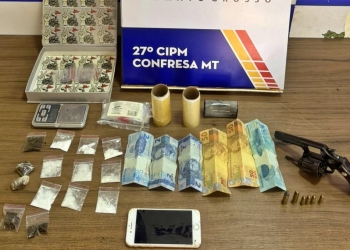Suspeito com passagem por tráfico é preso com drogas, arma e munições