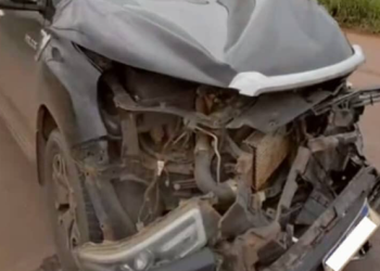 Colisão entre Hilux e caminhão deixa uma pessoa ferida em Sinop