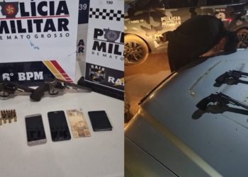 Perseguição termina com dupla presa e armas apreendidas em Cáceres