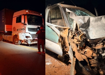 Motorista em zigue-zague bate de frente com carreta e é socorrido em estado grave na BR-070