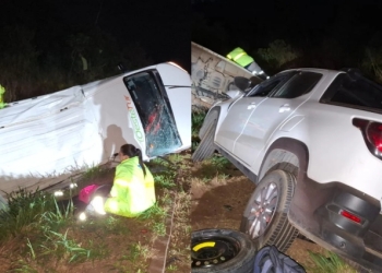 Motorista perde controle e provoca acidente entre carro, picape e van na BR-163; veja vídeo