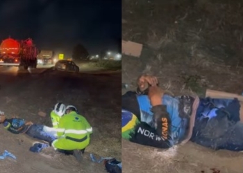 Dois jovens são socorridos após moto atingir carro na BR-163