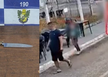 Comerciante é perseguido e esfaqueado na frente dos filhos em espetinho; veja vídeo