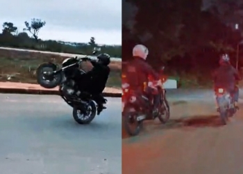 “Motoqueiro do grau” sem CNH é detido após empinar moto, trafegar na contramão